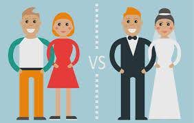 drawn graphic showing common law marriage and marriage with a ceremony KHM Attorneys at Law Colorado Springs, Castle Rock