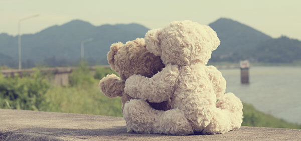 two teddy bears face each other on a ledge with water and mountains in background KHM Attorneys at Law Colorado Springs, Castle Rock